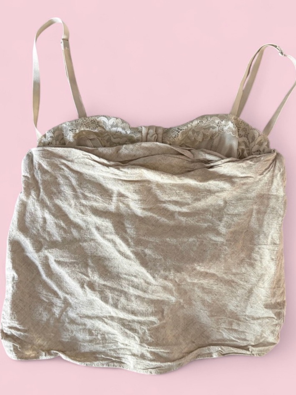 White Fox Boutique Lace Trim Satin Camisole in Champagne